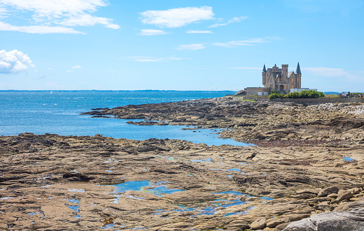 Quiberon, France - August 9, 2017: View of the Turpault castle on the Bergerlan promontory