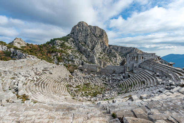 Antalya - Turkey. December 21, 2017. Termessos Ancient City in Antalya, Turkey Termessos one of Turkey’s major attractions, 30km northwest of Antalya , these soaring mountain peaks, now protected within Gulluk Mountain National Park, hold this ancient Pisidian city termessos stock pictures, royalty-free photos & images