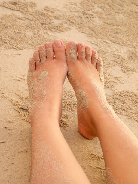 istock Feet of a man lying on the beach 900799852