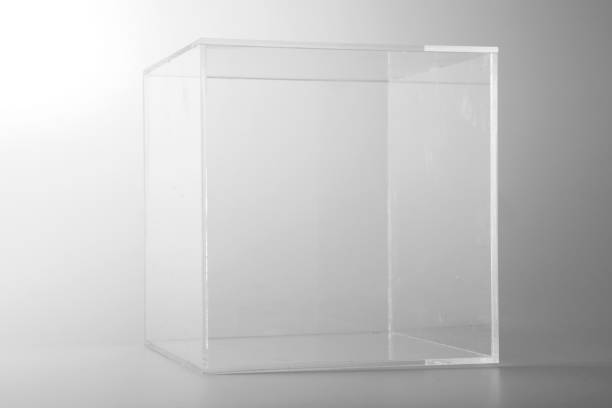 Empty acrylic cube Empty acrylic cube acrylic glass stock pictures, royalty-free photos & images