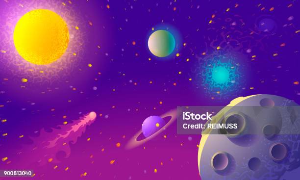 Dynamic Colorful Outer Space Background Vector Illustration Stock Illustration - Download Image Now