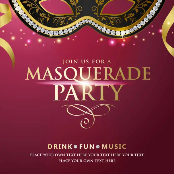 Vector illustration of Masquerade Party Invitations
