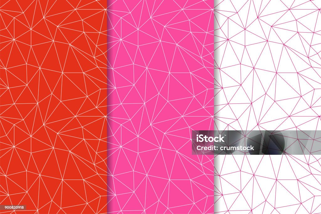 Polygonal Patterns Geometric Polygonal Patterns Set Of Red Seamless Backgrounds Stock ...