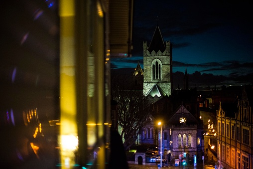 A view of Christchurch Cathedral at Christmas time, Christchurch, Dublin, Ireland.