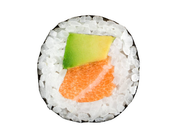 сакэ авокадо рулон - maki sushi стоковые фото и изображения