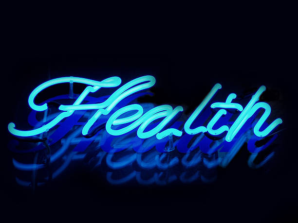 istock Health blue neon sign 90082805