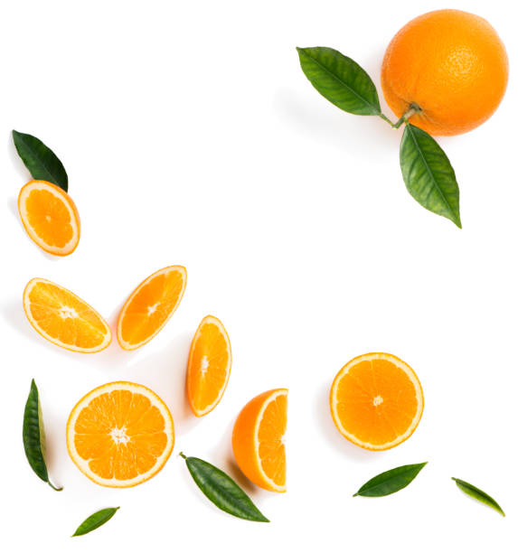 Orange fruits sliced and whole.