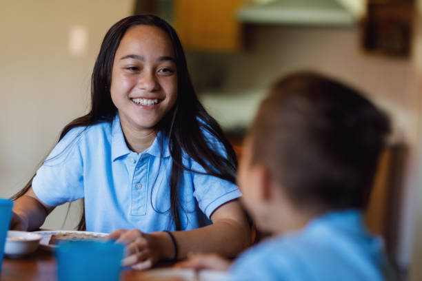 School Girl Having Breakfast