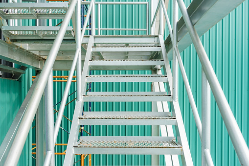 Structure of steel stairway in a industrial factory