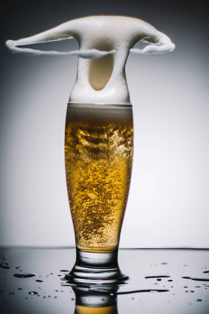 splashing foam of cool light beer