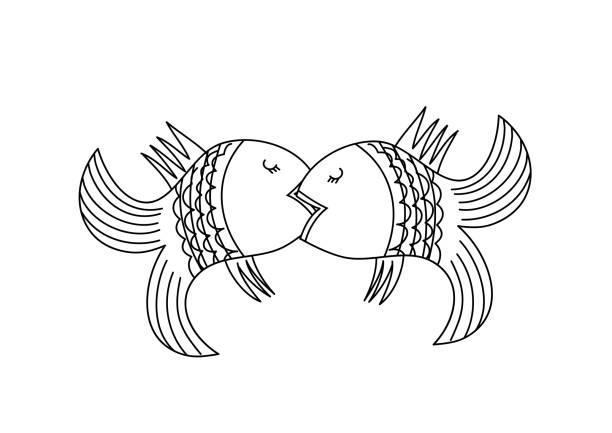 ilustrações de stock, clip art, desenhos animados e ícones de fish lovers. vector illustration - fish lips illustrations