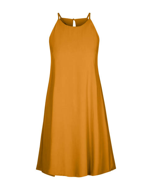 istock Orange elegant cocktail summer sleeveless dress 900848854