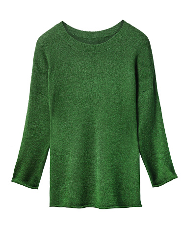 Classic dark green woman sweater isolated on white