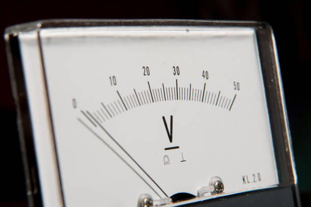Analog voltmeter isolated on white background