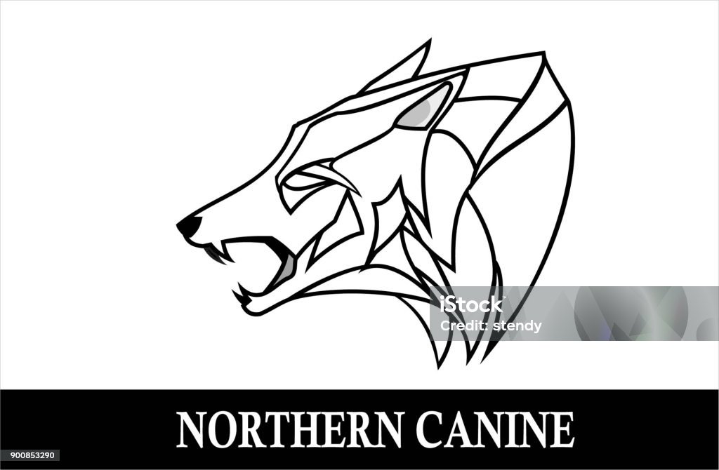 wolf, dog. Stylized Black Canine, suitable for team mascot, community icon, emblem, product identity, illustration for clothing, etc. Aggression stock vector