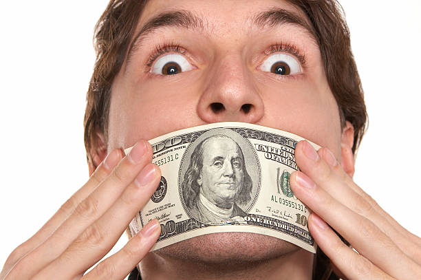 silence de dollar - currency silence censorship behavior photos et images de collection