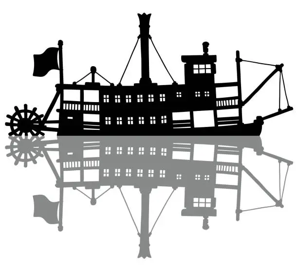 Vector illustration of The vintage steam riverboat
