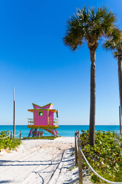 Pink Lifeguard tower in Miami Beach - Florida