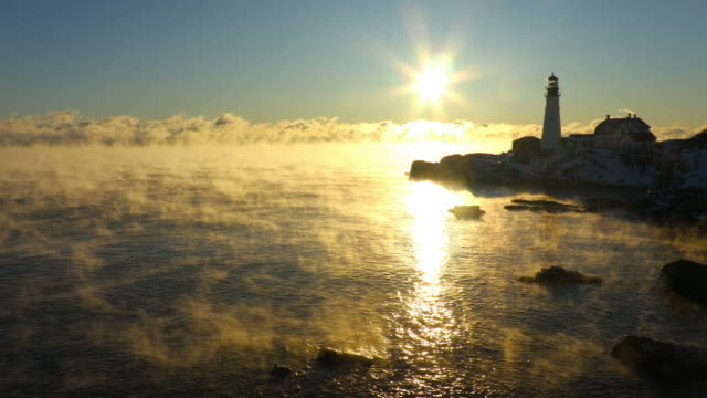Portland Head Lighthouse in Arctic Sea Smoke