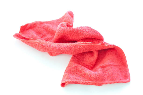istock Close up new red wipes or rags isolated on white background. (Selective focus) 900873188