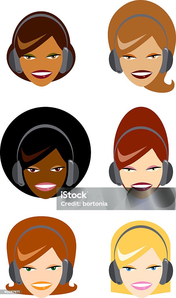 Women With Headphones  Adult stock illustration