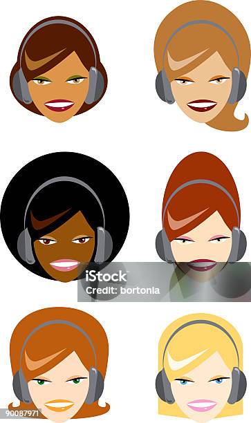 Women With Headphones Stock Illustration - Download Image Now - Adult, Adults Only, African-American Ethnicity