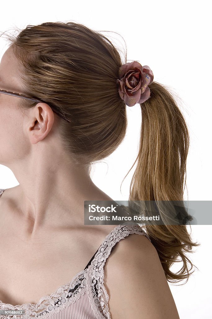 Pferdeschwanz und rose - Lizenzfrei Blondes Haar Stock-Foto