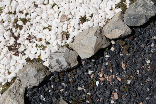 Black and White Decorative Garden Stones stock photo