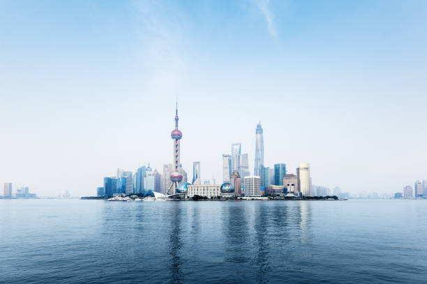 istock mist in sunset time, Shanghai, China 900890126