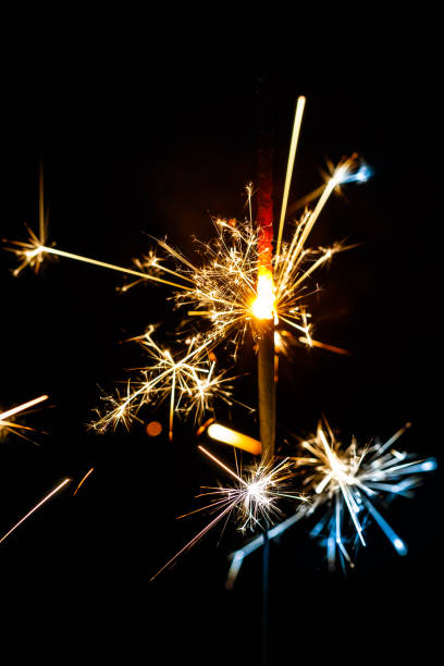 istock Burning sparkler isolated on black background blur 900894678