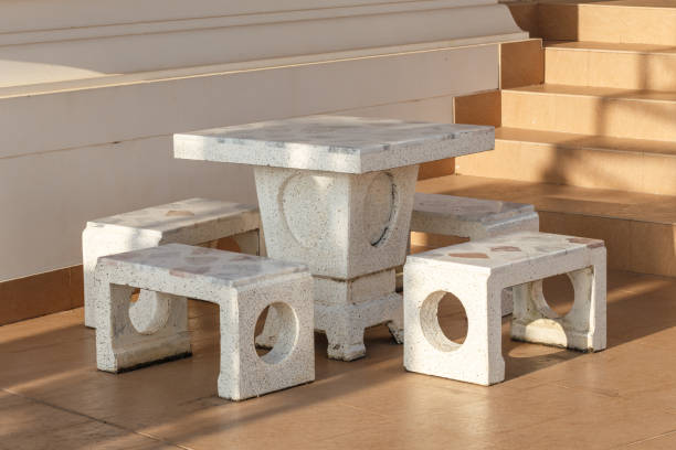 Table and chair made of stone detail object