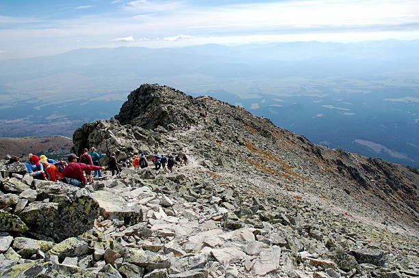 Hiking together stock photo