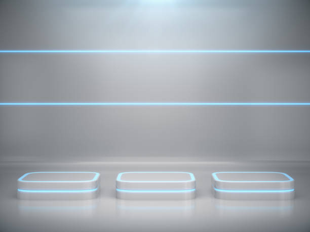 istock Pedestal for display,product stand with light glow. Future background 900901058