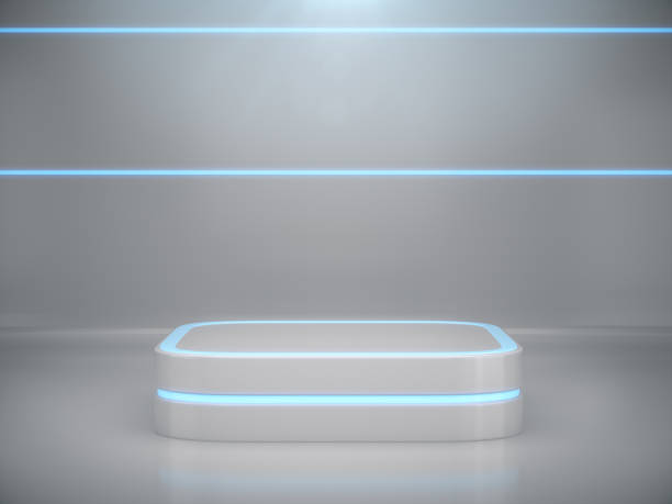 istock Pedestal for display,product stand with light glow. Future background 900901096