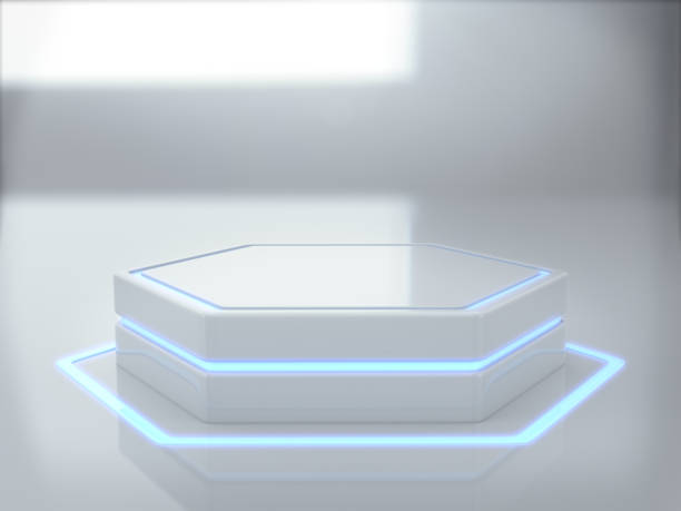 istock Pedestal for display,product stand with light glow. Future background 900901764