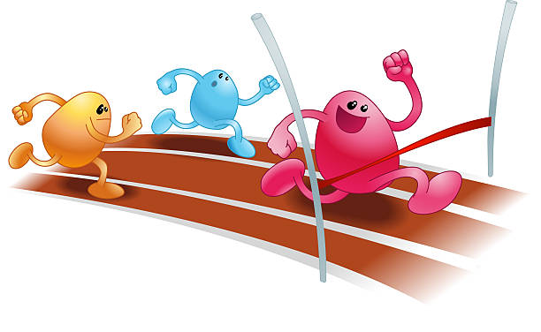 ilustrações de stock, clip art, desenhos animados e ícones de beanies de corrida - finish line running aspirations cartoon