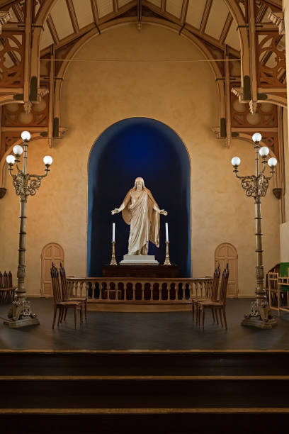 Jesus statue inside of the Saint Petri church in Stavanger, Norway Jesus statue inside of the Saint Petri church in Stavanger, Norway stavanger cathedral stock pictures, royalty-free photos & images
