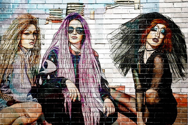 graffiti drag queen - long hair red hair women men zdjęcia i obrazy z banku zdjęć