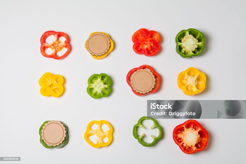 Colorful bell peppers Peppers vegetable on white background Bell Pepper Stock Photo