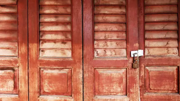 Locked Old Vintage Wooden Door