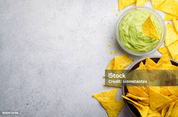Traditional Mexican Homemade Guacamole Sauce In A Glass Bowl And Stock Photo - Download Image Now