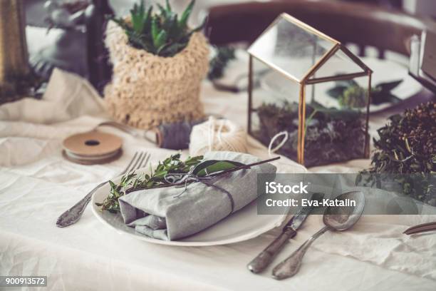 Table Setting Stock Photo - Download Image Now - Tablecloth, Place Setting, Linen