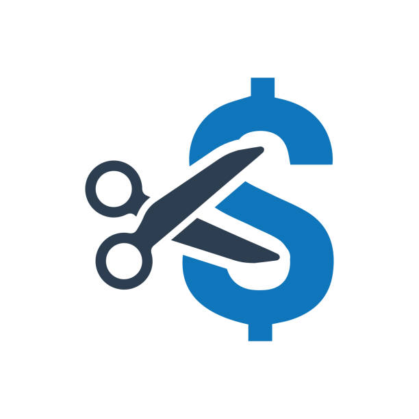 резка билл икона - cutting scissors currency dollar stock illustrations