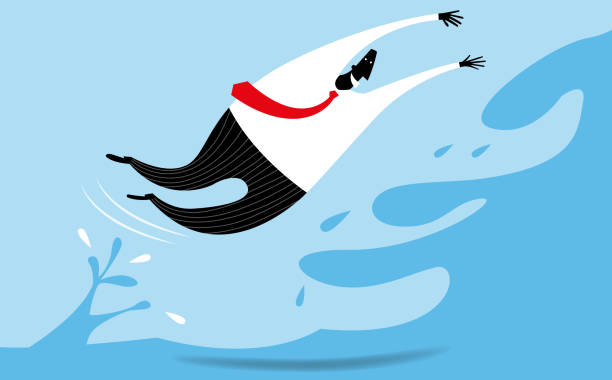Going upstream A businessman jumping out of the water like a salmon is going up the stream. upstream stock illustrations