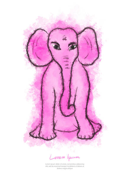 elefant aquarell illustration, tiere malen, colorfu hand-skizze, zeichnung niedlichen cartoon, druck auf t-shirt, grußkartenvorlage, bild drucken, vektor von hand gezeichnet, unternehmens-broschüre-flyer-layout - backgrounds elephant illustration and painting india stock-grafiken, -clipart, -cartoons und -symbole