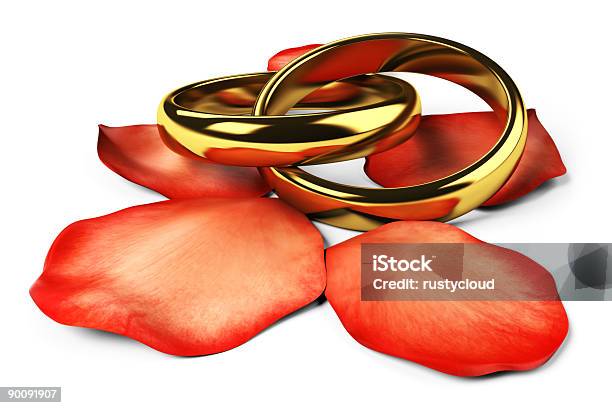 두 골든 환상체 결혼 반지에 대한 스톡 사진 및 기타 이미지 - 결혼 반지, 결혼식, 금-금속