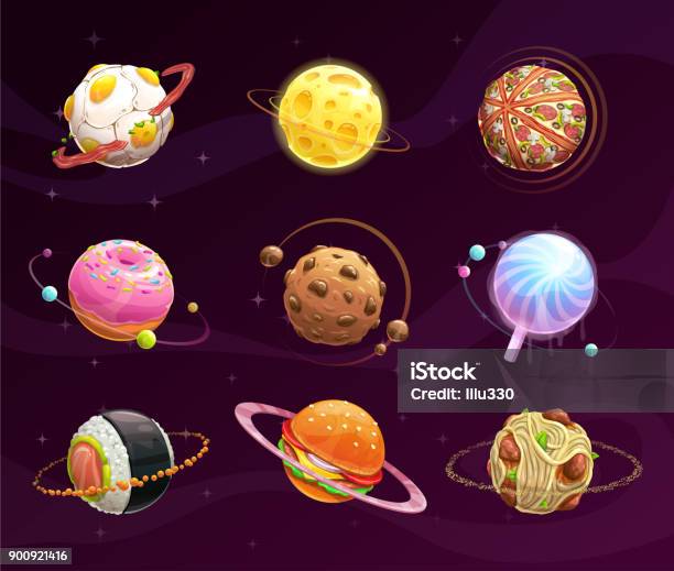 Food Planet Galaxy Concept Stock Illustration - Download Image Now - Food, Planet - Space, Outer Space