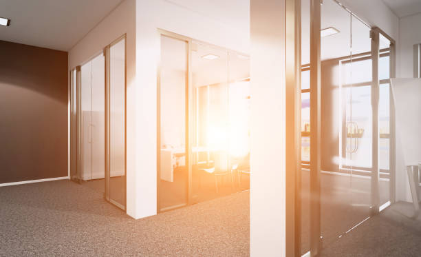 istock Modern office Cabinet. Meeting room. 3D rendering. Sunset. 900921686