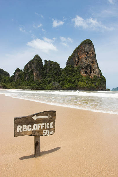 Placa na praia - foto de acervo