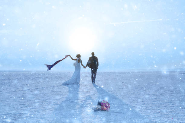 Newlyweds in Salt lake, Turkey.